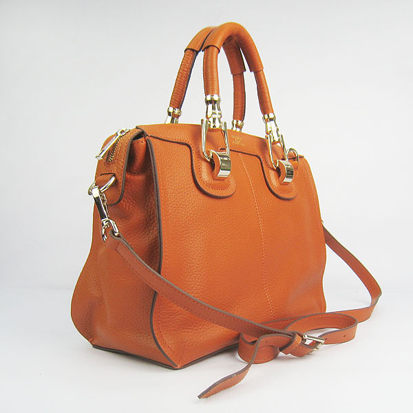 Replica Hermes New Arrival Double-duty leather handbag Orange 60669 - Click Image to Close